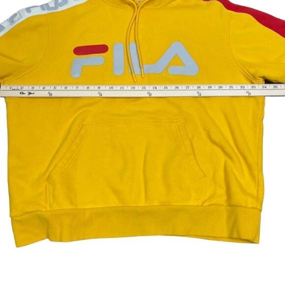 Fila X Urban Outfitters Collab Fifty-Fifty Hoodie Sweatshirt Yellow Size Large - Picture 4 of 10